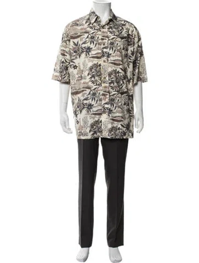 Pre-owned Nanushka Floral Print Short Sleeve Shirt In Neutrals