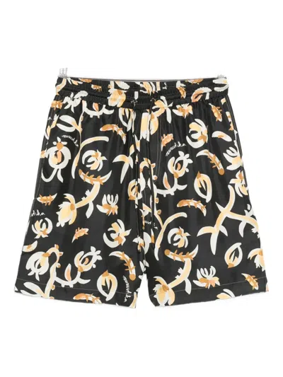 Nanushka Floral-print Shorts In Black