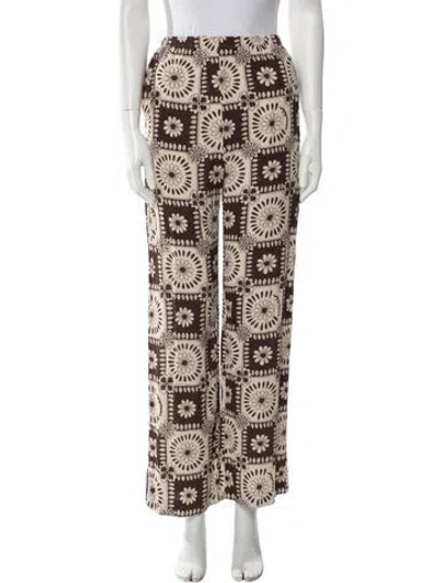 Pre-owned Nanushka Floral Print Straight Leg Pants In Brown