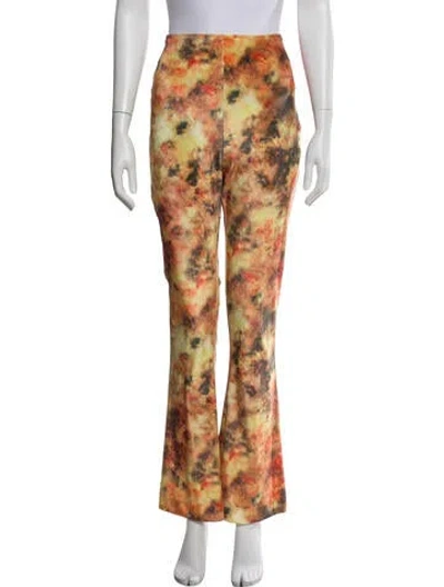Pre-owned Nanushka Floral Print Straight Leg Pants In Orange