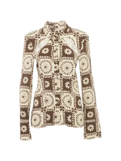 Pre-owned Nanushka Floral-print Top In Neutral