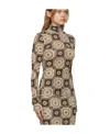 Nanushka Brown & Beige Harri Tile Print Turtleneck In Nude
