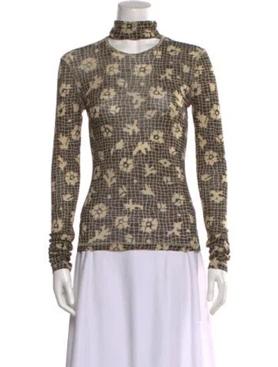 Pre-owned Nanushka Floral Print Turtleneck Top In Brown