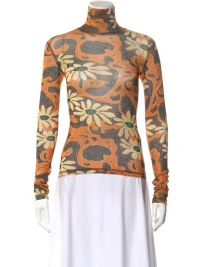 Pre-owned Nanushka Floral Print Turtleneck Top In Multi
