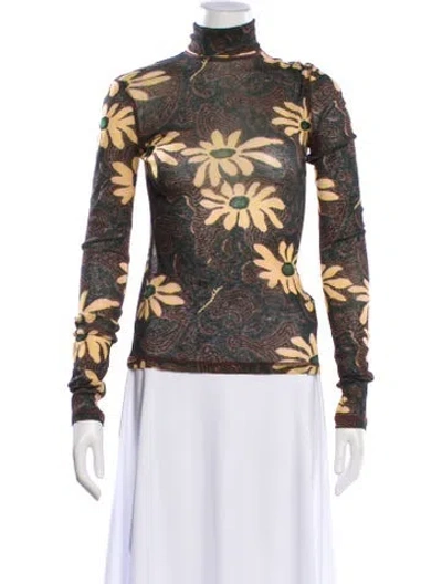 Pre-owned Nanushka Floral Print Turtleneck Top In Multi