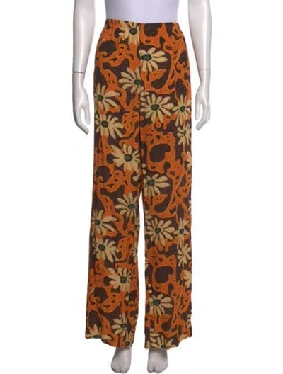 Pre-owned Nanushka Floral Print Wide Leg Pants In Neutrals