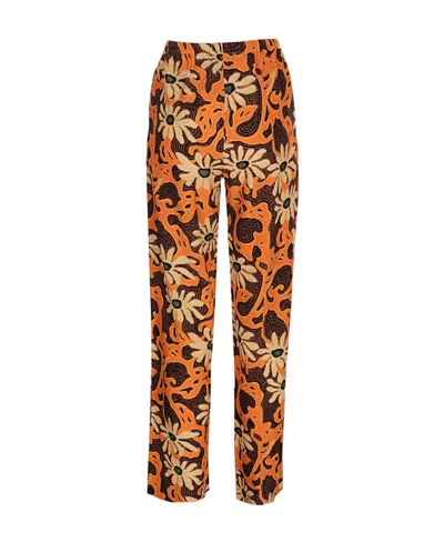 Nanushka Floral Printed Wide-legged Pants In Orange