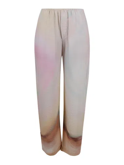 Nanushka Flowing Pants In Faded Wrinkled Viscose In Multi