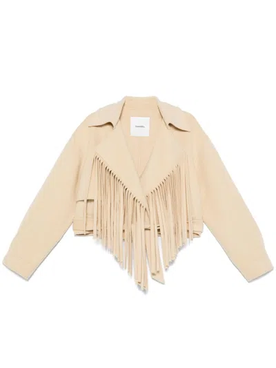 Nanushka Fringe-detail Jacket In Neutrals