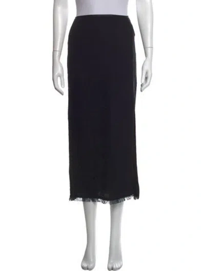Pre-owned Nanushka Fringe Trim Accent Midi Length Skirt In Black