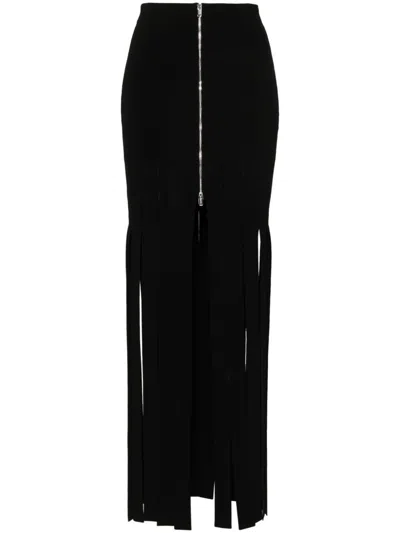 Nanushka Fringed Midi Skirt In Black