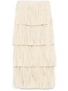 Nanushka Fringed Midi Skirt In Neutrals