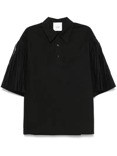 Nanushka Fringed Polo Shirt In Black