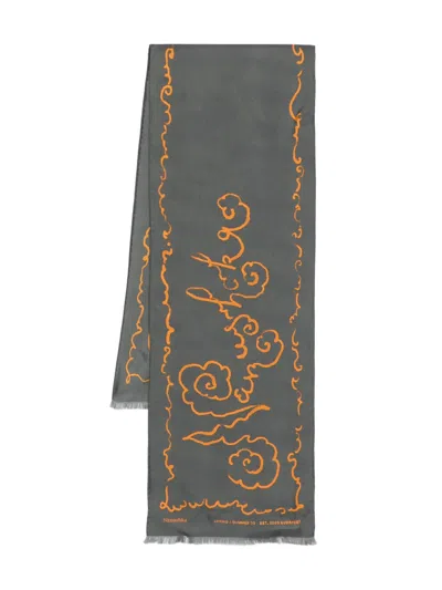 Nanushka Fringed Silk Scarf In Black