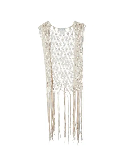 Pre-owned Nanushka Fringed Vest In Neutral