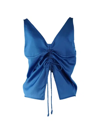 Pre-owned Nanushka Gathered-detail Crop Top And Maxi Skirt Set In Blue