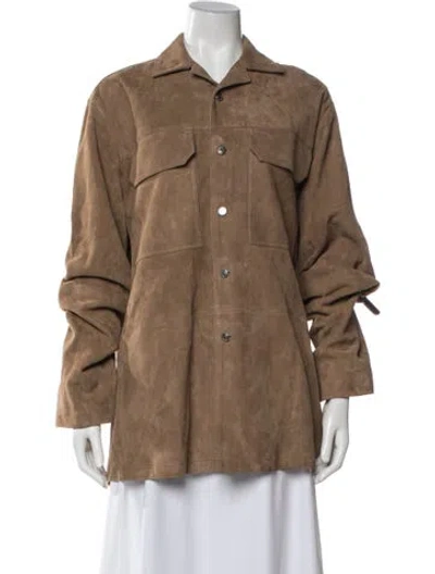 Pre-owned Nanushka Goat Leather Jacket In Brown