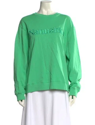 Pre-owned Nanushka Graphic Print Crew Neck Sweatshirt In Green