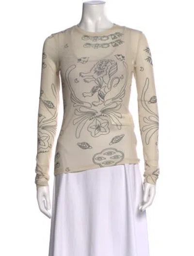 Pre-owned Nanushka Graphic Print Crew Neck Top In Neutral