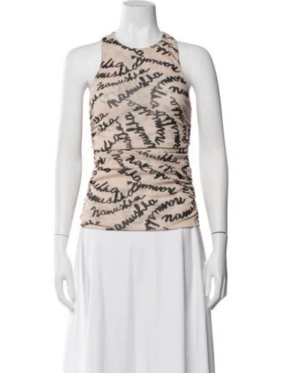 Pre-owned Nanushka Graphic Print Crew Neck Top In Neutrals
