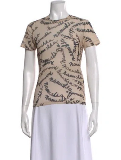 Pre-owned Nanushka Graphic Print Crew Neck T-shirt In Neutral