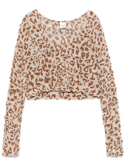 Nanushka Graphic-print Cropped Top In Brown