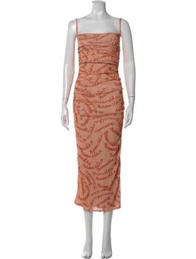 Pre-owned Nanushka Graphic Print Midi Length Dress In Orange
