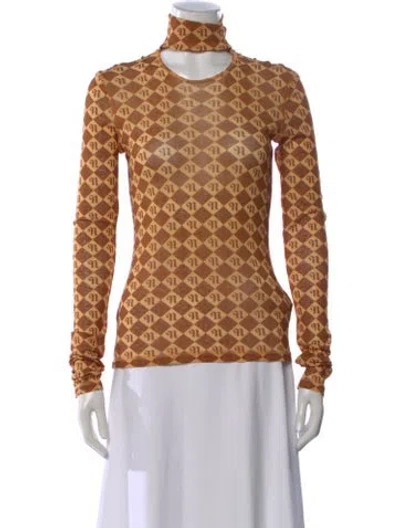 Pre-owned Nanushka Graphic Print Mock Neck Top In Neutral