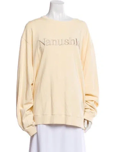 Pre-owned Nanushka Graphic Print Scoop Neck Sweater In Yellow