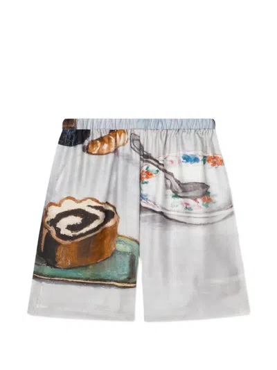 Nanushka Graphic-print Elasticated Shorts In White