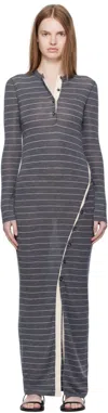 Nanushka Gray Dakoa Striped Terry Merino Maxi Dress In Gray
