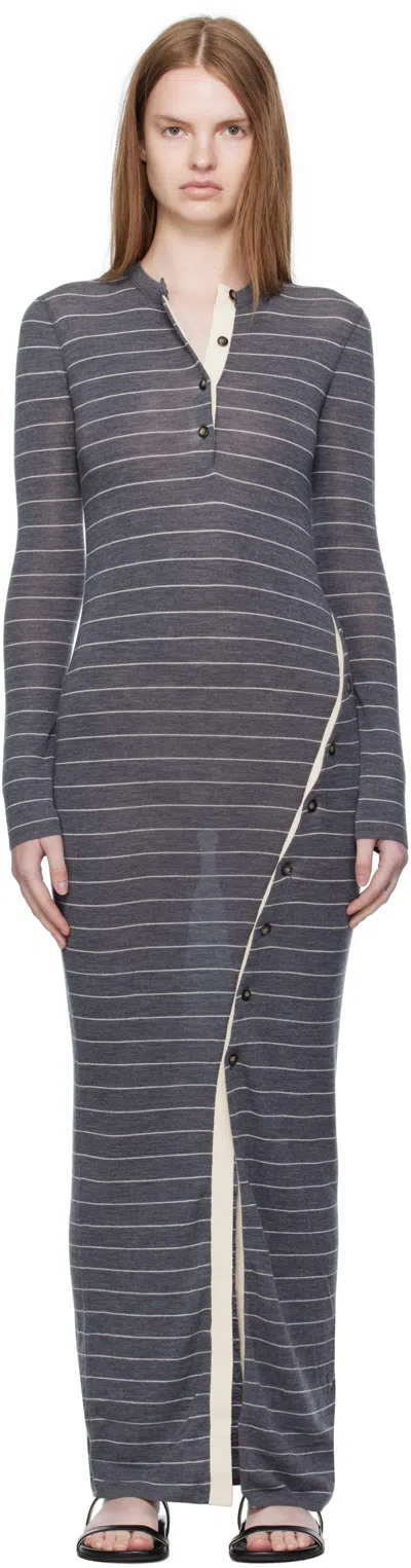 Nanushka Gray Dakoa Striped Terry Merino Maxi Dress