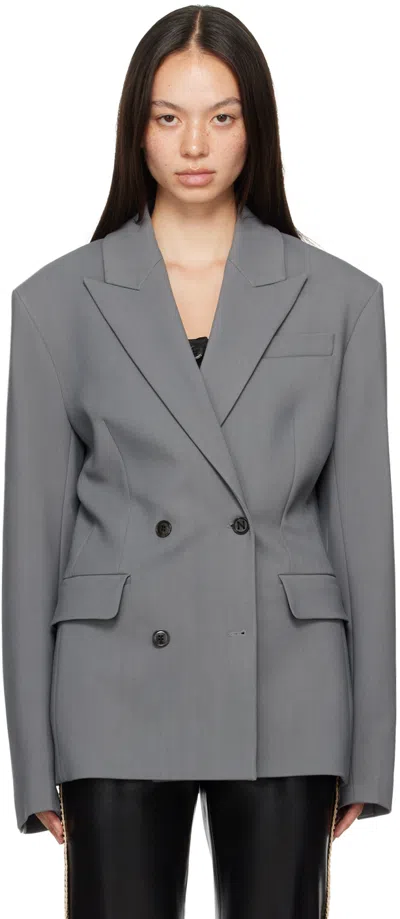 Nanushka Laane Double-breasted Blazer In Grey