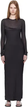 Nanushka Gray Linora Draped Wool Jersey Maxi Dress In Multi