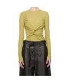 Nanushka Green Izolda Draped Mesh Jersey T-shirt In Black