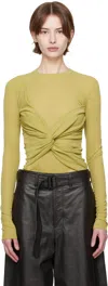 Nanushka Green Izolda Draped Mesh Jersey T-shirt In Grn Pistachio