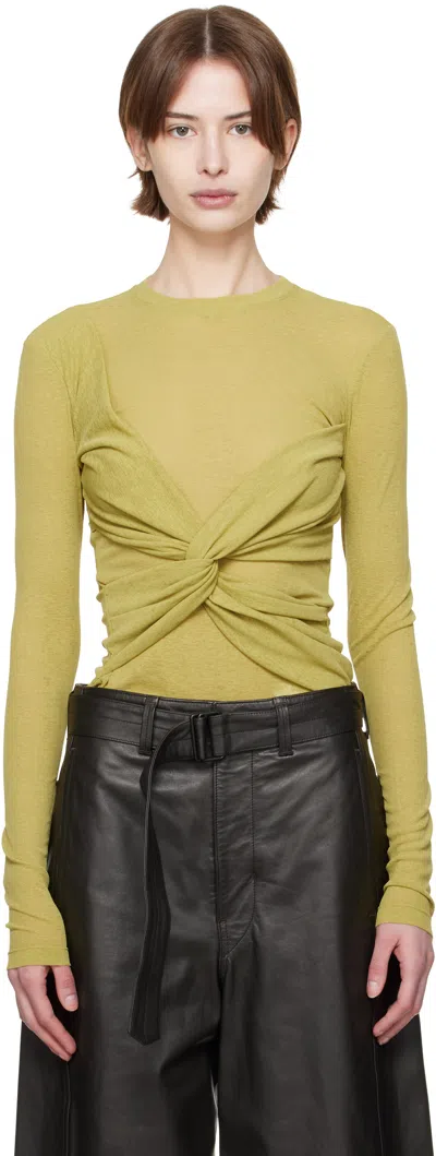 Nanushka Green Izolda Draped Mesh Jersey T-shirt In Grn Pistachio