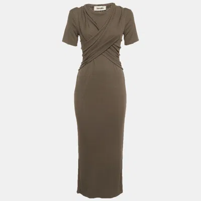 Nanushka Grey Jersey Belted Jannet Midi Dress In Gray