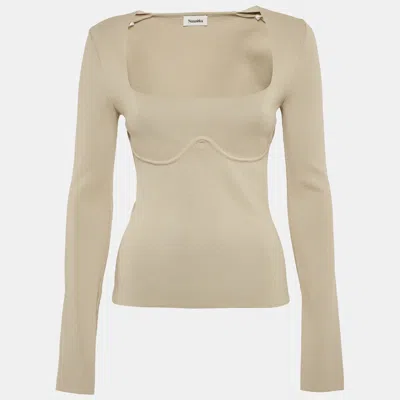 Pre-owned Nanushka Grey Stretch Knit Mio Top S In Gray