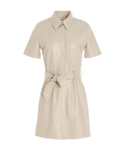 NANUSHKA HALLI FAUX-LEATHER MINI SHIRTDRESS