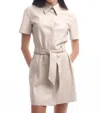 Nanushka Taupe Halli Shirt Vegan Leather Dress In Beige