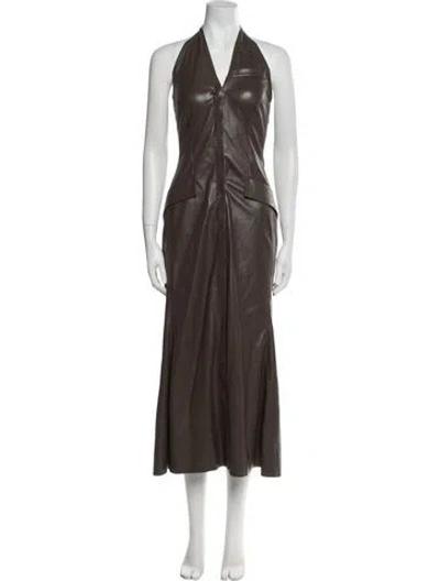 Pre-owned Nanushka Halterneck Long Dress In Brown