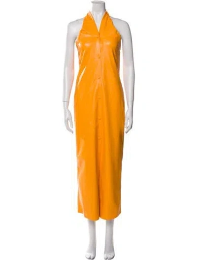 Pre-owned Nanushka Halterneck Long Dress In Orange