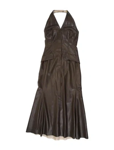 Pre-owned Nanushka Halterneck Long Dress W/ Tags In Brown