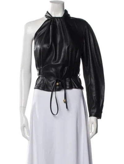 Pre-owned Nanushka Halterneck Long Sleeve Top In Black