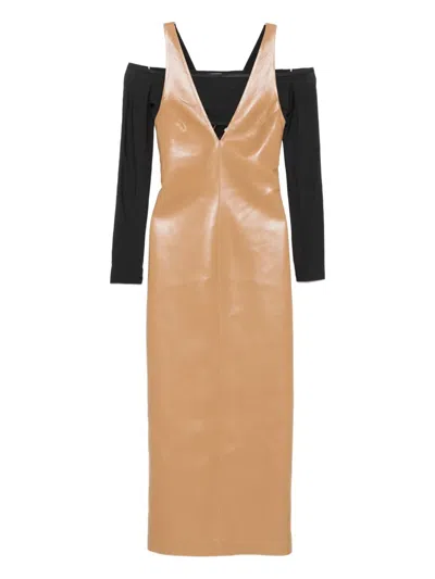 Nanushka Halterneck Midi Dress In Brown