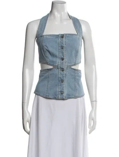 Pre-owned Nanushka Halterneck Sleeveless Crop Top In Blue