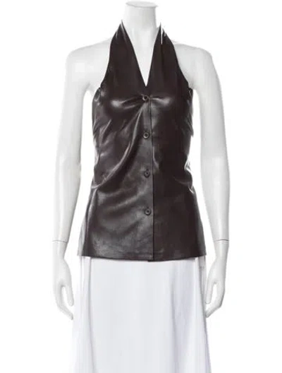 Pre-owned Nanushka Halterneck Sleeveless Top In Brown