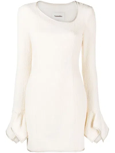 Nanushka Handkerchief-cuff Mini Dress In Neutrals