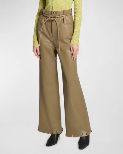 Nanushka Taupe Harlee Vegan Leather Trousers In Multi